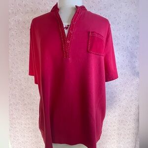 Alfred Dunner Men's Vibrant Red Short Sleeve Tee